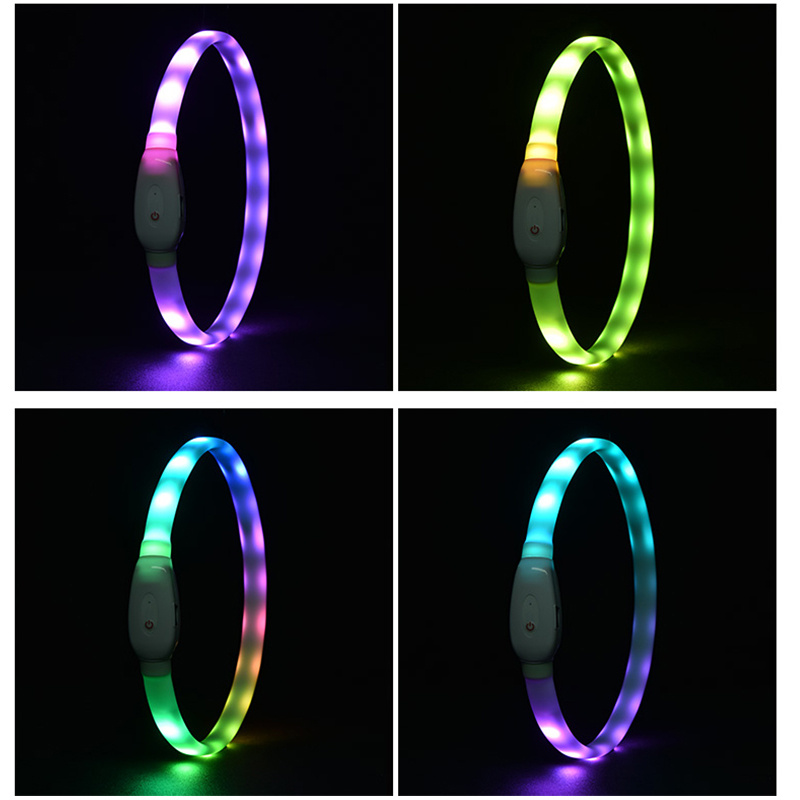 Dog Pet Luminous Led Collar Usb Rechargeable Silicone Collar Luminous Dog Leash Pet Supplies - Image 5