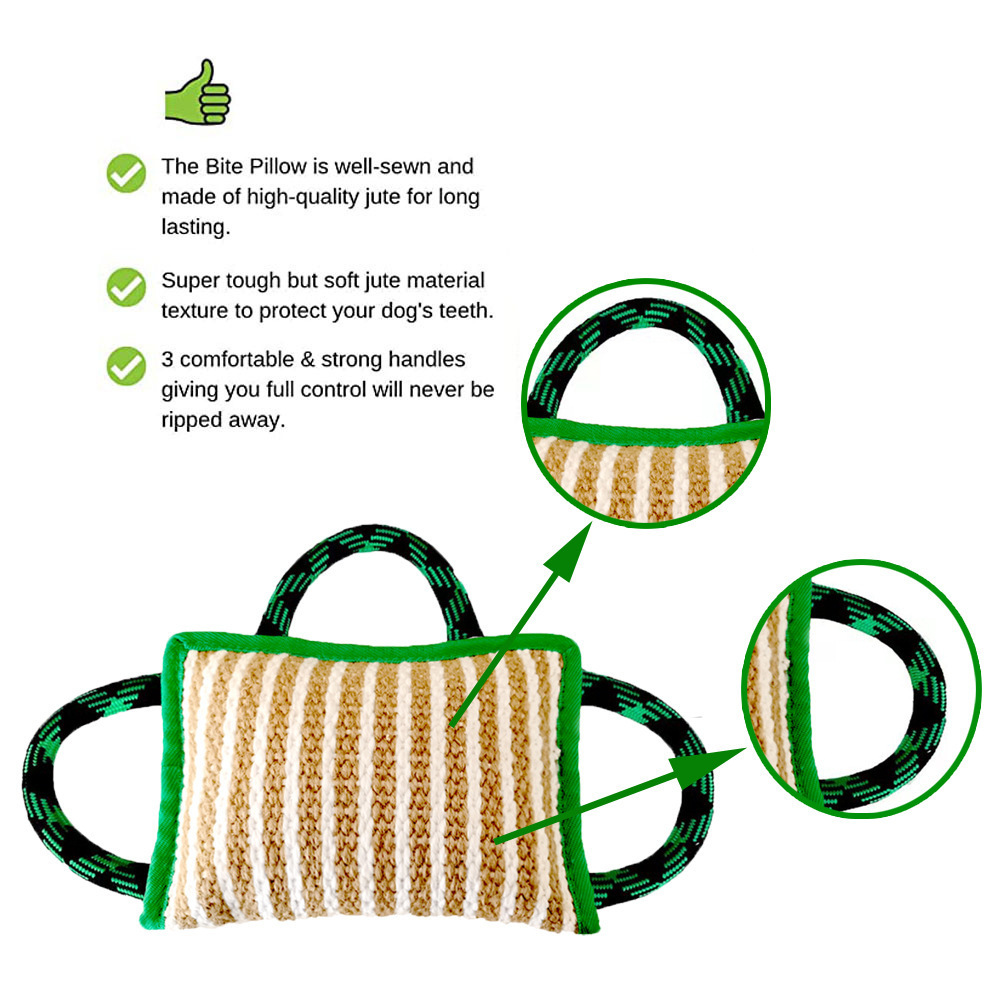 Dog Rope Toys Dog Jute Bite Pillow With 3 Strong Handles Tug Of War Dog Toy Perfect Pull Toy For Medium Large Dogs Training Interactive Playing - Image 5