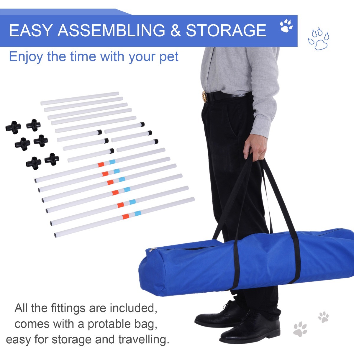 Portable Pet Agility Pet Training Set Dog Obstacle Exercise Adjustable Jump Ring High Jumper w/ Carry Bag - Image 8