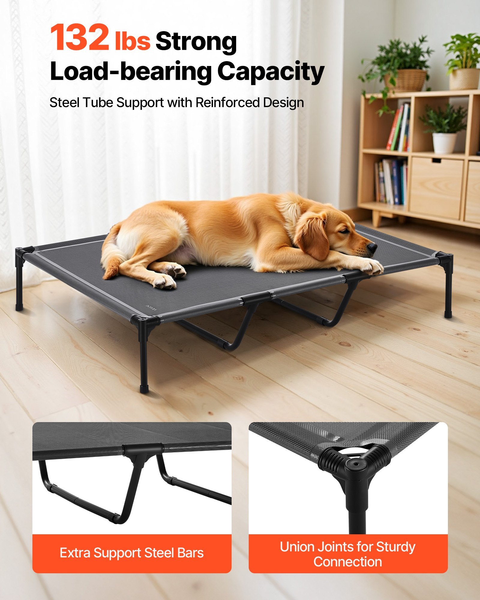 Elevated Dog Bed For Large Dog Portable Raised Dog Cot With Metal Frame XL - Image 5