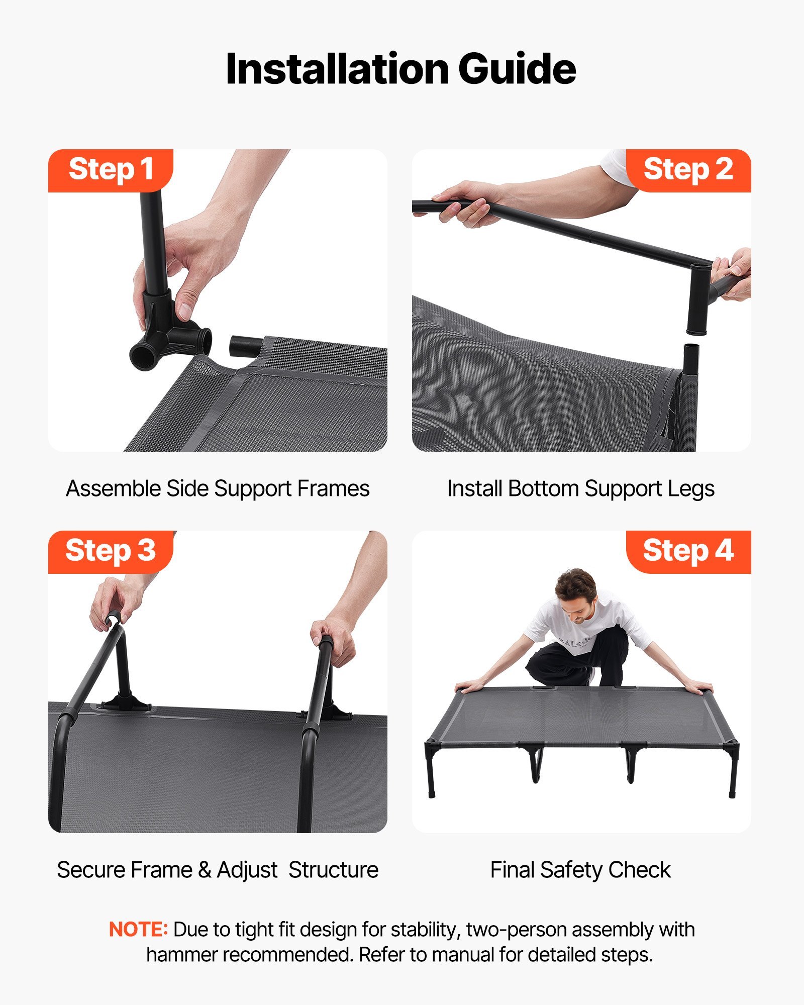 Elevated Dog Bed For Large Dog Portable Raised Dog Cot With Metal Frame XL - Image 3
