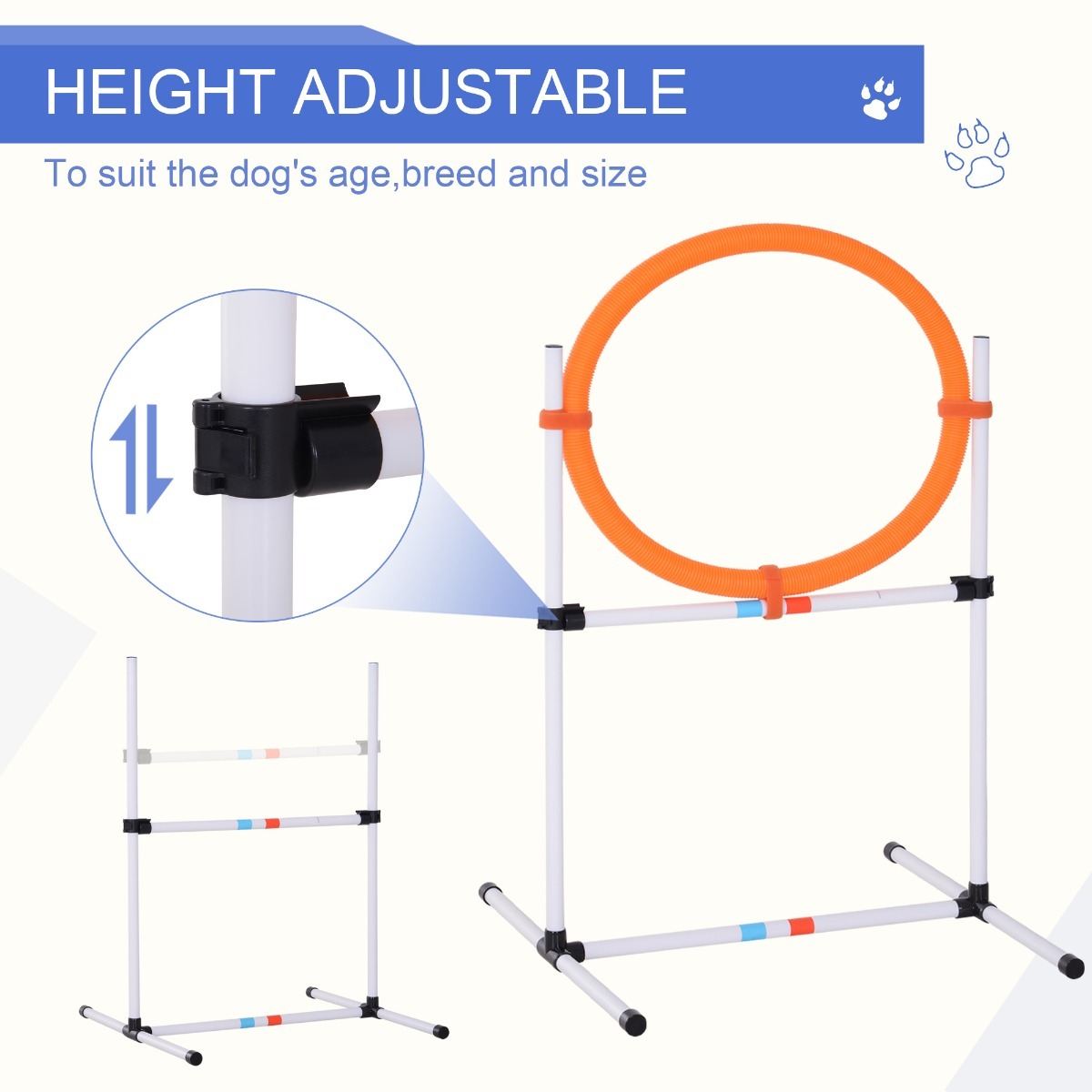 Portable Pet Agility Pet Training Set Dog Obstacle Exercise Adjustable Jump Ring High Jumper w/ Carry Bag - Image 3