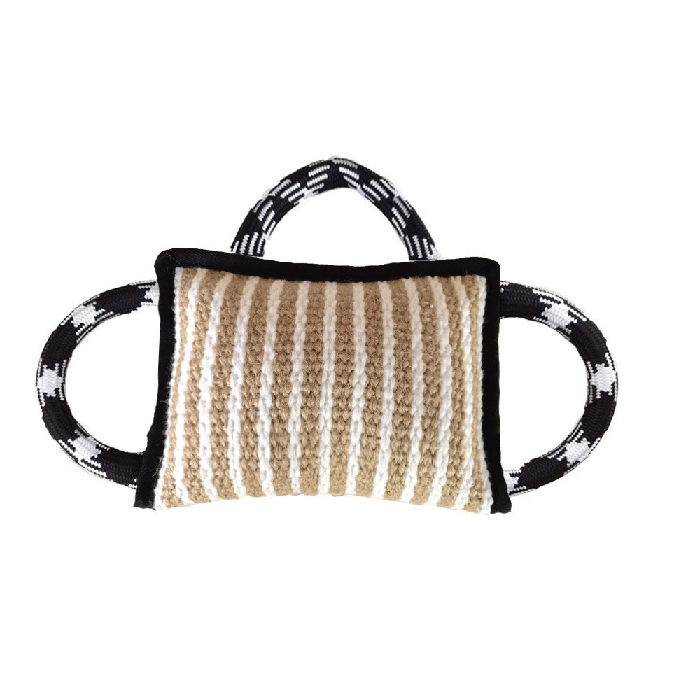 Dog Rope Toys Dog Jute Bite Pillow With 3 Strong Handles Tug Of War Dog Toy Perfect Pull Toy For Medium Large Dogs Training Interactive Playing - Image 2