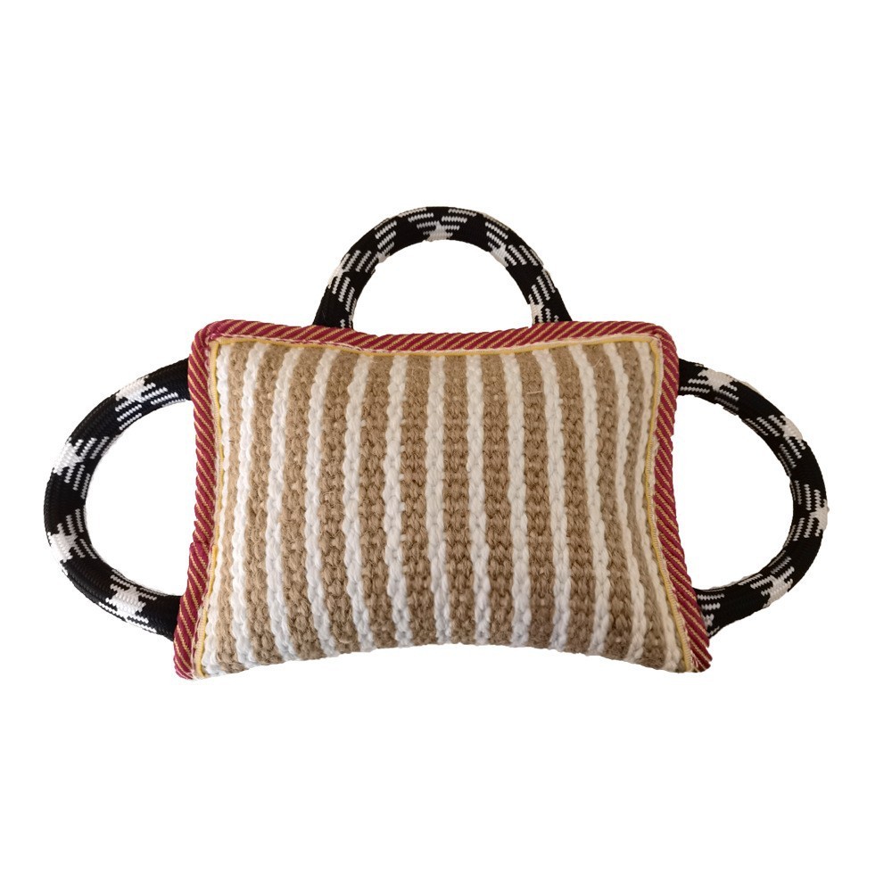 Dog Rope Toys Dog Jute Bite Pillow With 3 Strong Handles Tug Of War Dog Toy Perfect Pull Toy For Medium Large Dogs Training Interactive Playing - Image 3