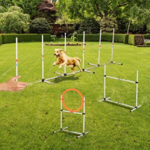 Portable Pet Agility Pet Training Set Dog Obstacle Exercise Adjustable Jump Ring High Jumper w/ Carry Bag