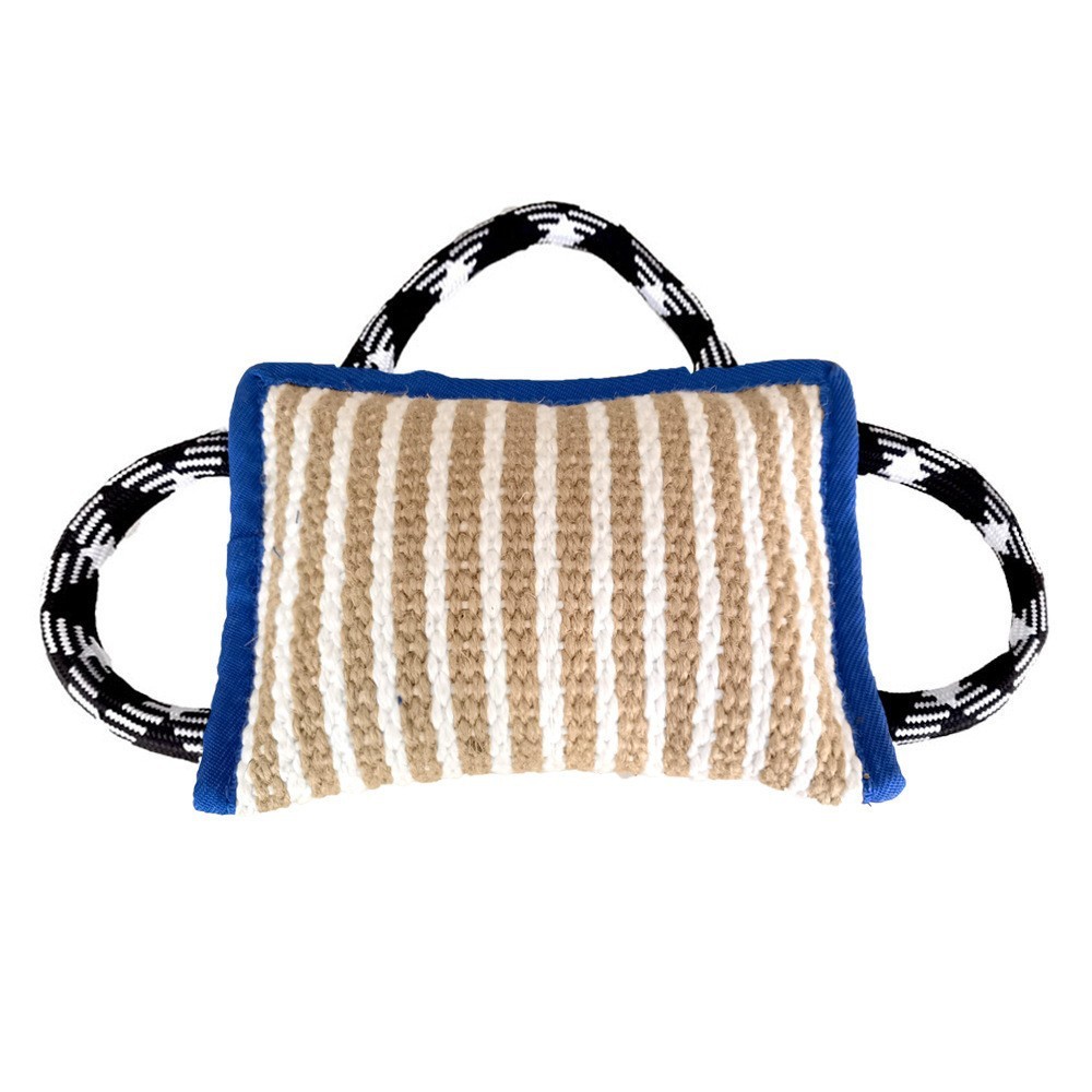 Dog Rope Toys Dog Jute Bite Pillow With 3 Strong Handles Tug Of War Dog Toy Perfect Pull Toy For Medium Large Dogs Training Interactive Playing - Image 6