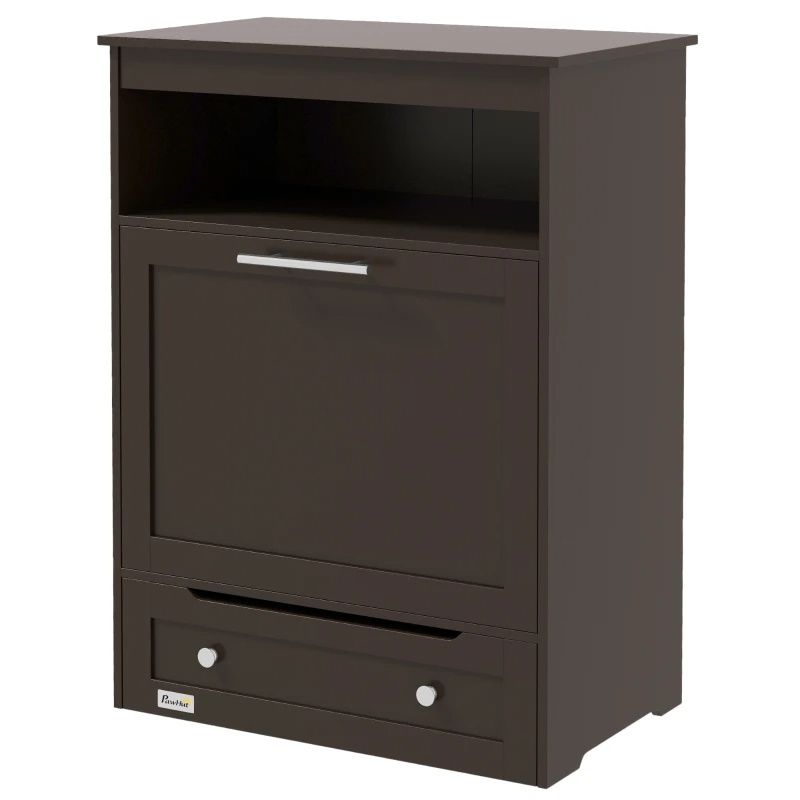 Pet Feeder Station Storage Cabinet, Dog Food Storage Container With Dog Raised Bowls, Watering Supplies, Gray