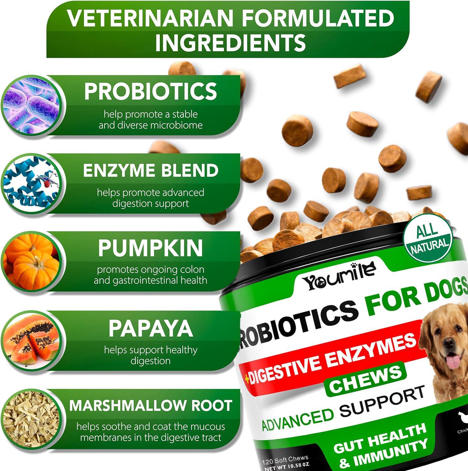 Youmile Probiotics For Dogs Soft Chews For Seasonal Allergies, Gut, And Digestive Health. Vet-Reviewed, Premium-Quality Ingredients - Supplements Dog Vitamin Hip And Joint Supplement - Image 3