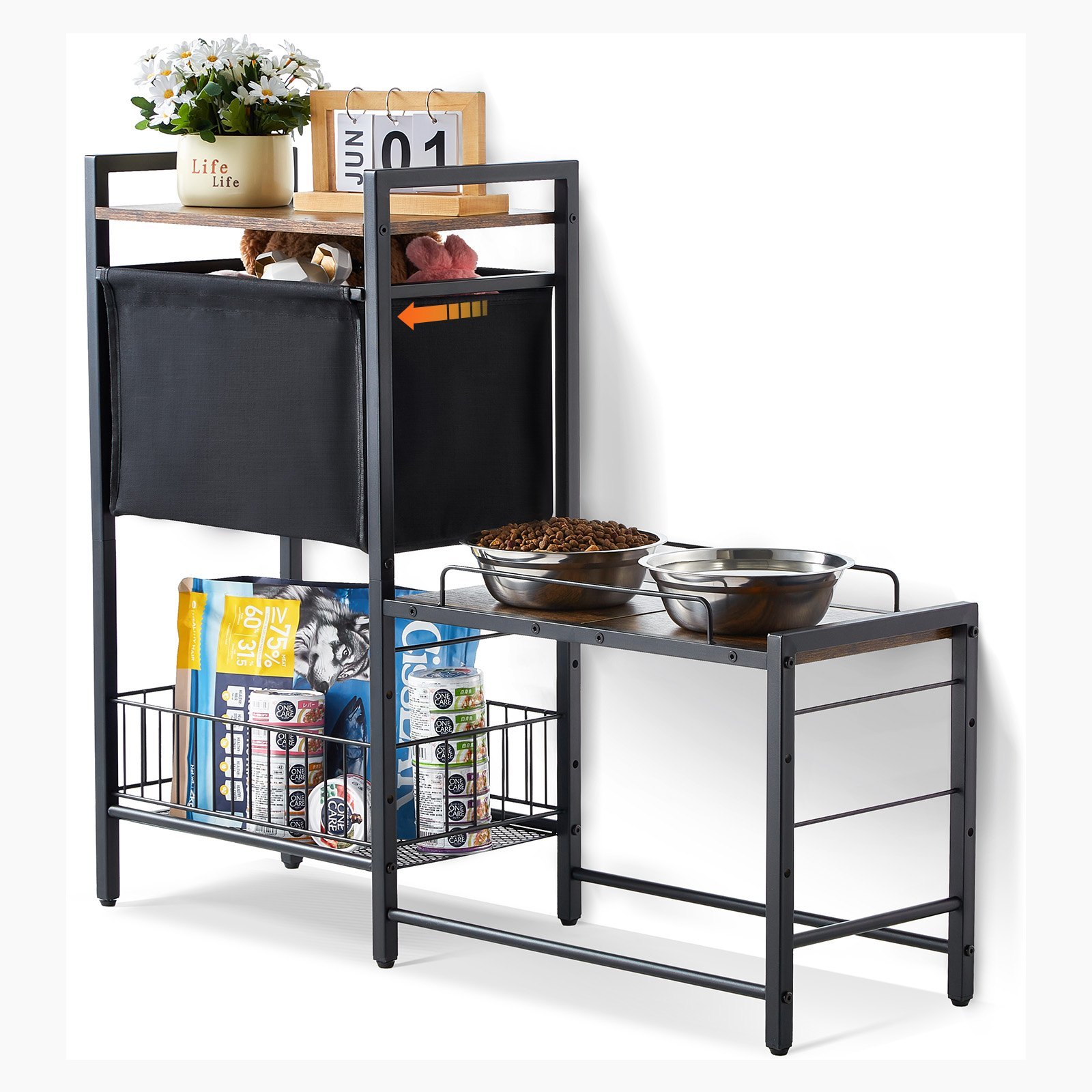 Pet Feeding Station With Storage, Elevated Dog Bowls, Raised Dog Bowl Stand, Dog Food Storage And Feeder Station With Storage Shelves, Pet Toy Storage Organizer, For Large Medium Small Dogs