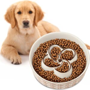 Ceramic Slow Feeder Dog Bowl Slow Feeder Dog Bowl For Medium Large Anti-Choking Slow Eating Dog Bowl Non Slip Dog Bowl Slow Feeder