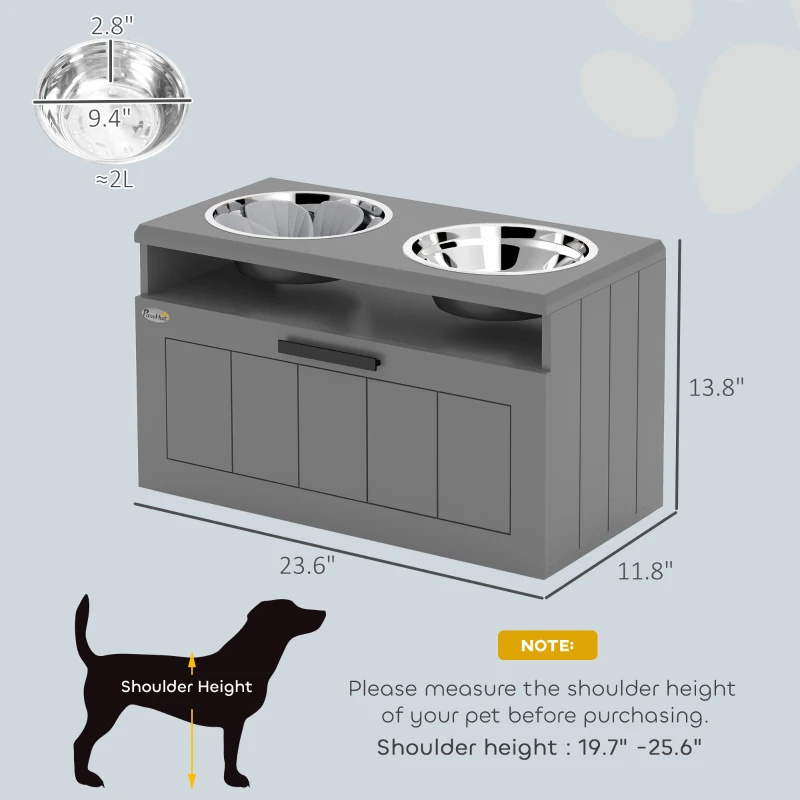 Elevated Dog Bowls, Large Breed Raised Dogs Bowl Stand With 2 Stainless Steel Bowls, Storage Drawer And Slow Feeder Mat - Image 3